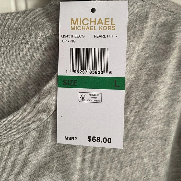 Michael Kors Women’s Heather Gray MK Circle Logo Tee T-Shirt Short Sleeve Top L - Picture 7 of 7